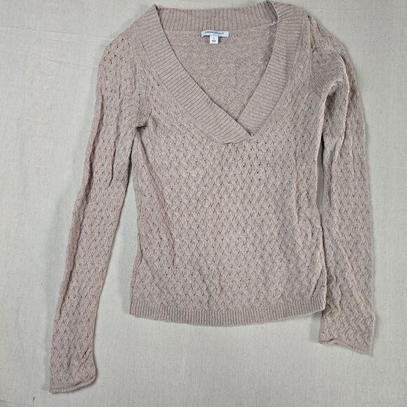 Banana Republic Small Beige V-Neck Knit Blend Sweater - Picture 1 of 16